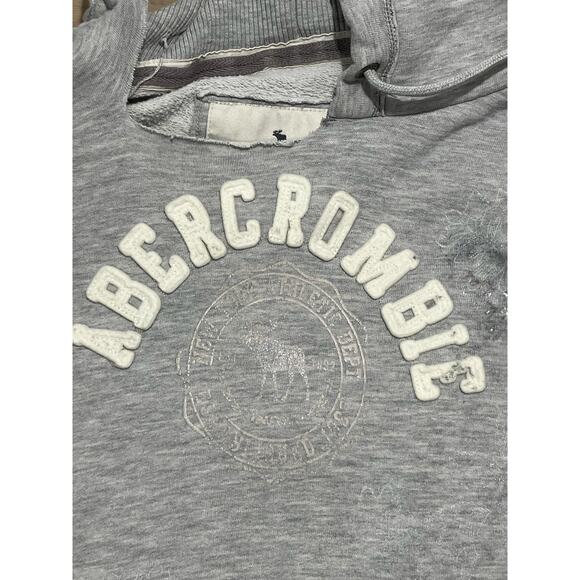 Abercrombie & Fitch Distressed Pullover Hoodie Heather Grey Small - Picture 1 of 14